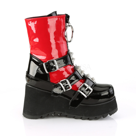 Gothic Punk Patent Platform Spike Mid Calf Boots - Picture 5 of 5